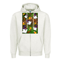 Oatmeal Heather Halloween ghost Zipper Hoodie - Artiststas