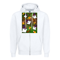 White Halloween ghost Zipper Hoodie - Artiststas