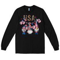 Black usa america gnome Long Sleeve Tee - CowhideDigitalArt