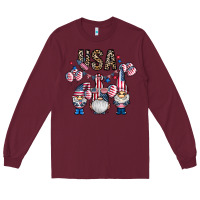 Burgundy usa america gnome Long Sleeve Tee - CowhideDigitalArt