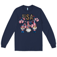 Navy usa america gnome Long Sleeve Tee - CowhideDigitalArt