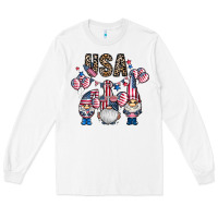White usa america gnome Long Sleeve Tee - CowhideDigitalArt