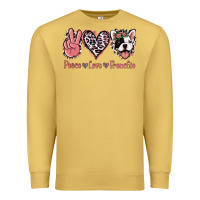 Antique Gold Peace Love French Bulldog Premium Sweatshirt - Jasminsmagicworld