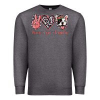 Charcoal Heather Peace Love French Bulldog Premium Sweatshirt - Jasminsmagicworld