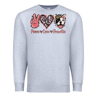 Heather Grey Peace Love French Bulldog Premium Sweatshirt - Jasminsmagicworld