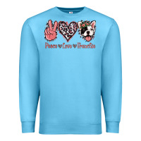 Ocean Blue Peace Love French Bulldog Premium Sweatshirt - Jasminsmagicworld