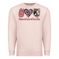 Pale Pink Peace Love French Bulldog Premium Sweatshirt - Jasminsmagicworld