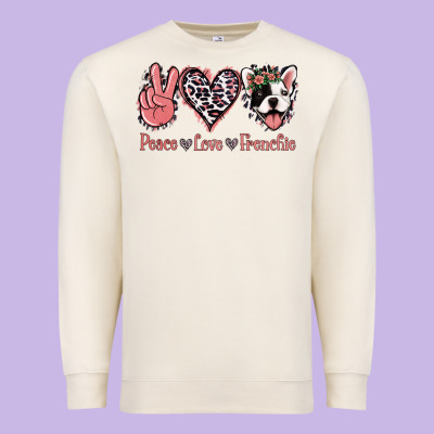 Peace Love French Bulldog Premium Sweatshirt Designed By Jasminsmagicworld