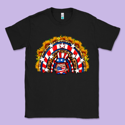 Usa Gnome Sunflower Rainbow Classic Tee Designed By Hra Design Shop