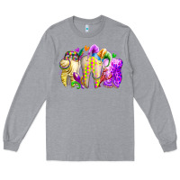 Heather Grey mardi gras tooth Long Sleeve Tee - RacoonDesign