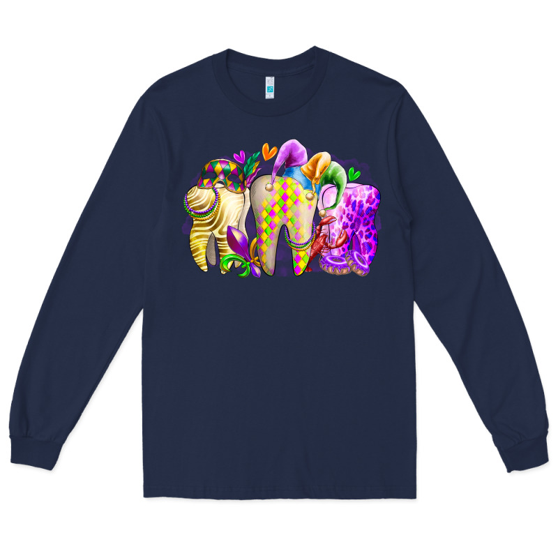 Mardi Gras Tooth Long Sleeve Tee by RacoonDesign | Teevron