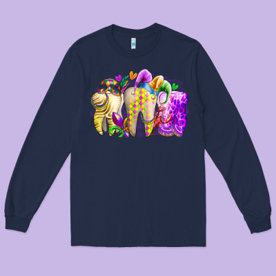 Mardi Gras Tooth Long Sleeve Tee Designed By Racoondesign