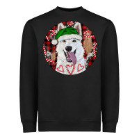 Black Christmas White Shepherd With Buffalo Plaid Heavyweight Sweatshirt - RanaPortraitStore