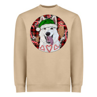 Mushroom Christmas White Shepherd With Buffalo Plaid Heavyweight Sweatshirt - RanaPortraitStore