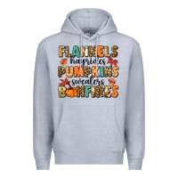 Heather Grey flannels hayrides pumpkinsbonfires Premium Hoodie - MaliasSmallBusiness