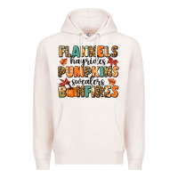 Pale Pink flannels hayrides pumpkinsbonfires Premium Hoodie - MaliasSmallBusiness