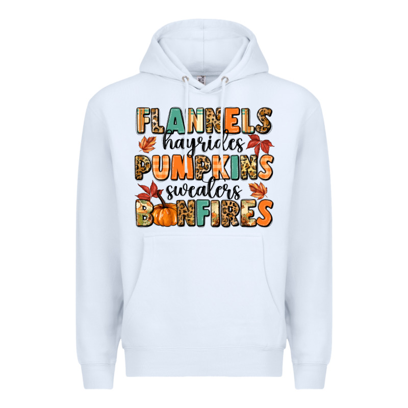 Flannels Hayrides Pumpkinsbonfires Premium Hoodie by MaliasSmallBusiness | Teevron