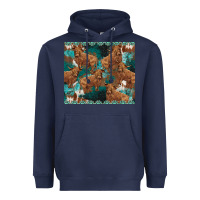 Navy turquoises gemstones cowhide highlands cow Heavyweight Hoodie - BarkalooDesign