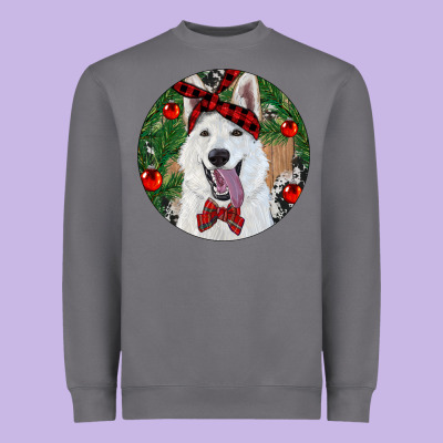 Heavyweight Sweatshirt Christmas White Shepherd With Cowhide