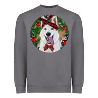 Storm Christmas White Shepherd With Cowhide Heavyweight Sweatshirt - RanaPortraitStore