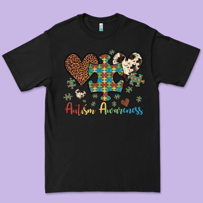 Autism Awareness Leopard Cowhide Herts Puzzle Premium Tee Designed By Artiststas