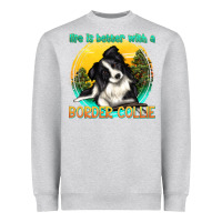 Heather Grey life is better with a border collie Heavyweight Sweatshirt - texasbilliewilder