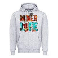 Heather Grey miner life Zipper Hoodie - AdoDesignShop