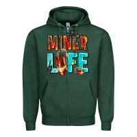 Sports Green miner life Zipper Hoodie - AdoDesignShop