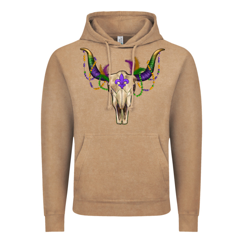 Mardi Gras Bull Skull Vintage Hoodie by RanaPortraitStore | Teevron