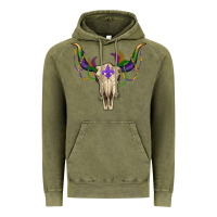 Vintage Olive Mardi Gras Bull Skull Vintage Hoodie - RanaPortraitStore