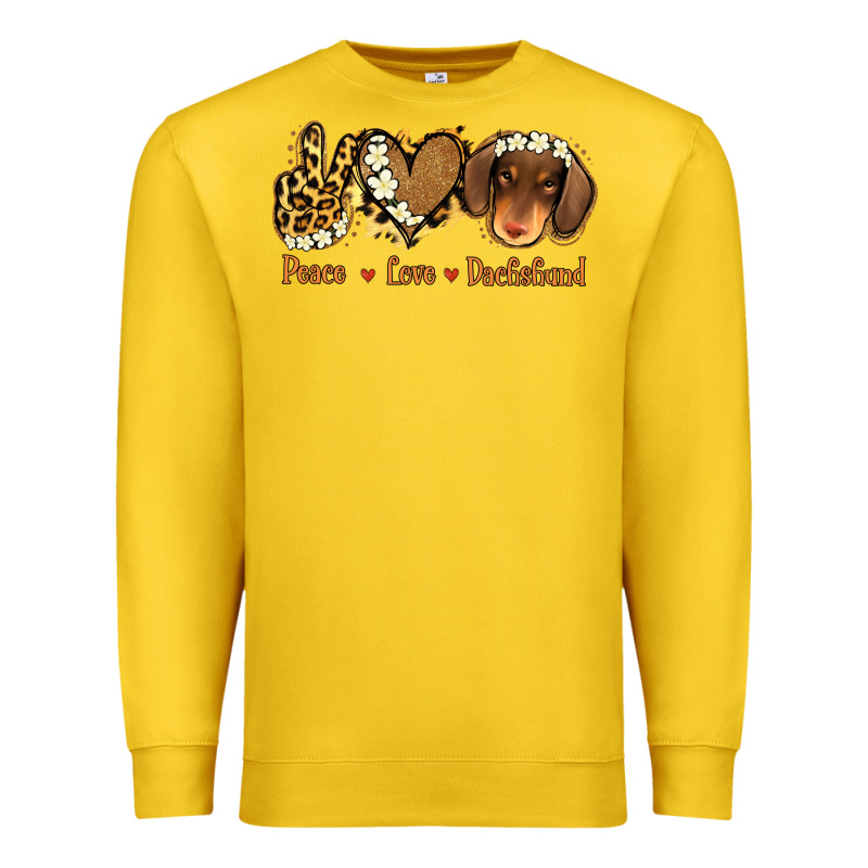 Peace Love Dachshund Premium Sweatshirt by Jasminsmagicworld | Teevron