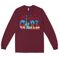 Burgundy all american girl Long Sleeve Tee - AdoDesignShop