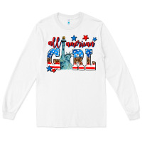 White all american girl Long Sleeve Tee - AdoDesignShop