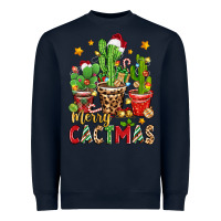 Navy christmas cactus merry cactmas Heavyweight Sweatshirt - Zillion Design Studio