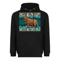 Black turquoises gemstones cowhide highland cow Heavyweight Hoodie - BarkalooDesign