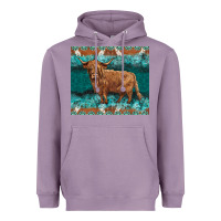Lavender turquoises gemstones cowhide highland cow Heavyweight Hoodie - BarkalooDesign