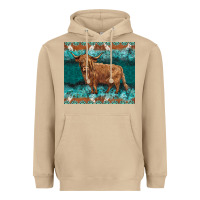 Mushroom turquoises gemstones cowhide highland cow Heavyweight Hoodie - BarkalooDesign