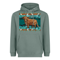 Sage turquoises gemstones cowhide highland cow Heavyweight Hoodie - BarkalooDesign