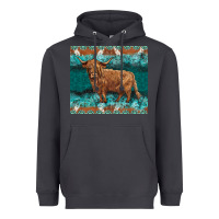 Smoke turquoises gemstones cowhide highland cow Heavyweight Hoodie - BarkalooDesign
