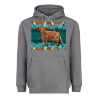 Storm turquoises gemstones cowhide highland cow Heavyweight Hoodie - BarkalooDesign