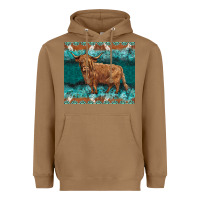 Toasted Coconut turquoises gemstones cowhide highland cow Heavyweight Hoodie - BarkalooDesign