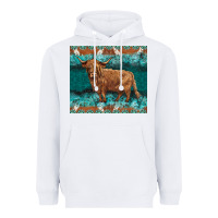 White turquoises gemstones cowhide highland cow Heavyweight Hoodie - BarkalooDesign