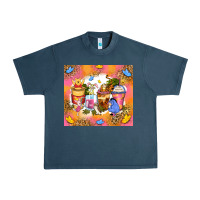 Midnight Navy cartoon characters coffee cups Urban Heavy Tee - Zillion Design Studio