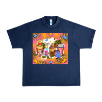 Navy cartoon characters coffee cups Urban Heavy Tee - Zillion Design Studio