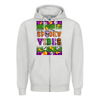Dove Grey Halloween Spooky Vibes Zipper Hoodie - Artiststas