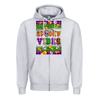 Heather Grey Halloween Spooky Vibes Zipper Hoodie - Artiststas
