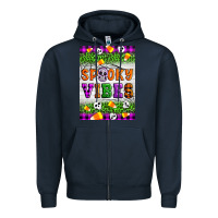 Navy Halloween Spooky Vibes Zipper Hoodie - Artiststas