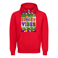 Red Halloween Spooky Vibes Zipper Hoodie - Artiststas