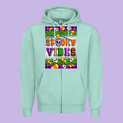 Halloween Spooky Vibes Zipper Hoodie Designed By Artiststas