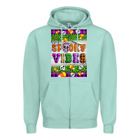 Seafoam Halloween Spooky Vibes Zipper Hoodie - Artiststas
